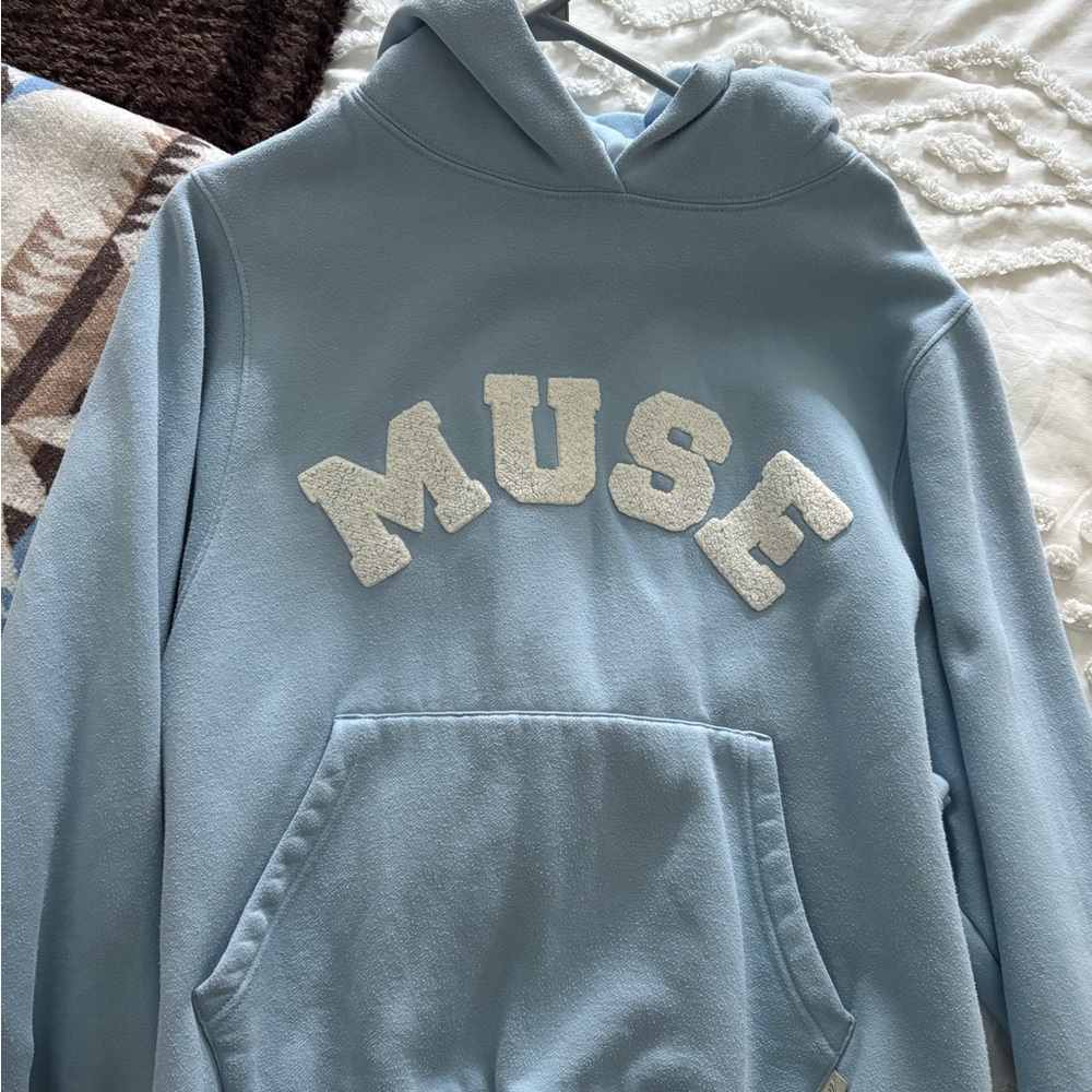 Muse Light Blue Chenille Logo Hoodie